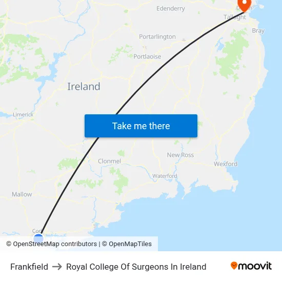 Frankfield to Royal College Of Surgeons In Ireland map