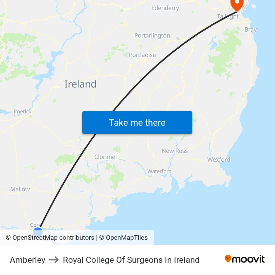 Amberley to Royal College Of Surgeons In Ireland map