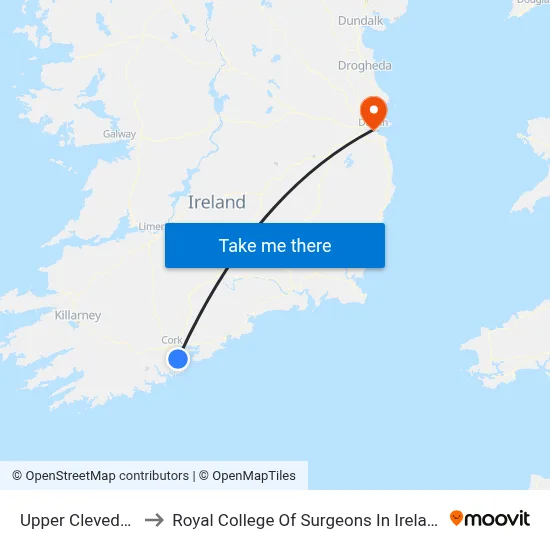 Upper Clevedon to Royal College Of Surgeons In Ireland map