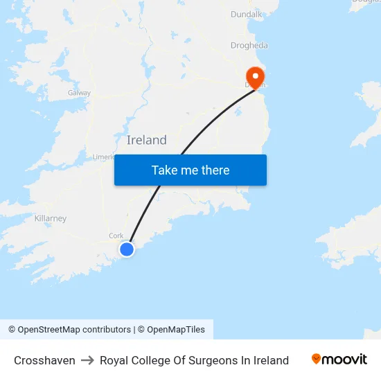 Crosshaven to Royal College Of Surgeons In Ireland map