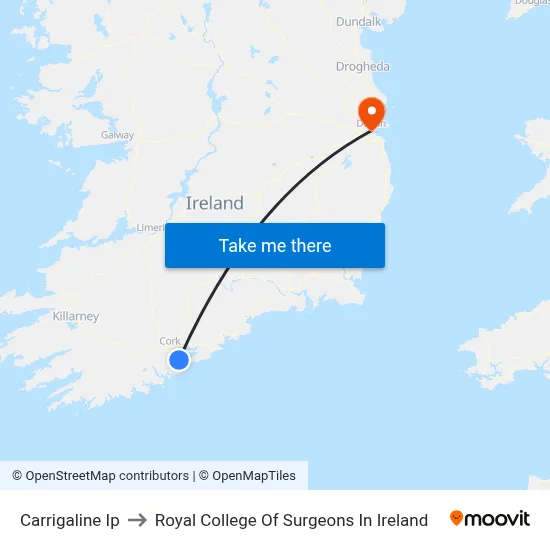 Carrigaline Ip to Royal College Of Surgeons In Ireland map