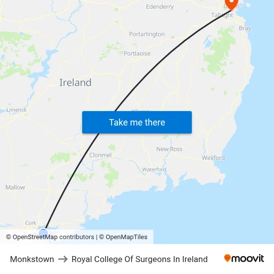 Monkstown to Royal College Of Surgeons In Ireland map