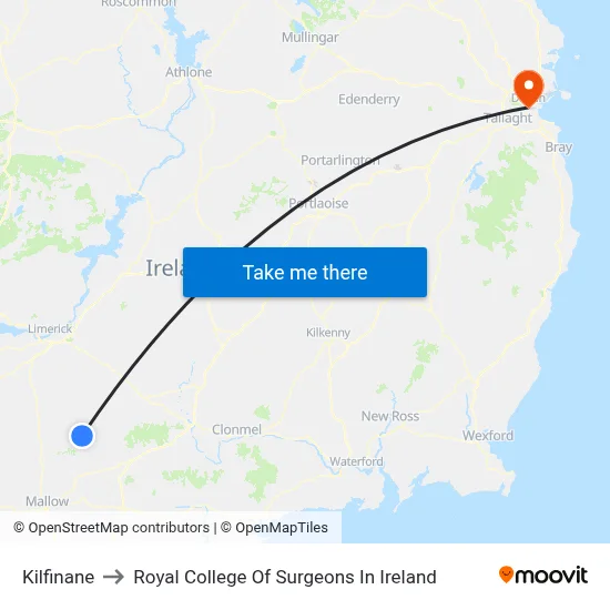 Kilfinane to Royal College Of Surgeons In Ireland map