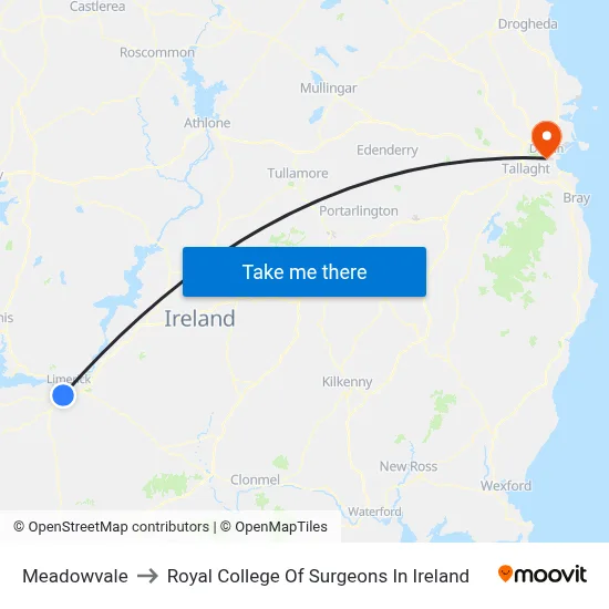 Meadowvale to Royal College Of Surgeons In Ireland map