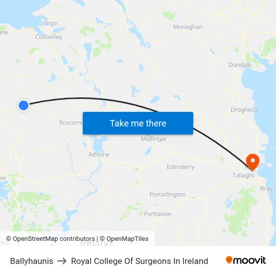 Ballyhaunis to Royal College Of Surgeons In Ireland map