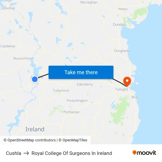 Cushla to Royal College Of Surgeons In Ireland map
