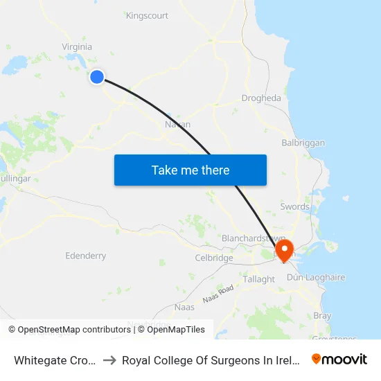 Whitegate Cross to Royal College Of Surgeons In Ireland map