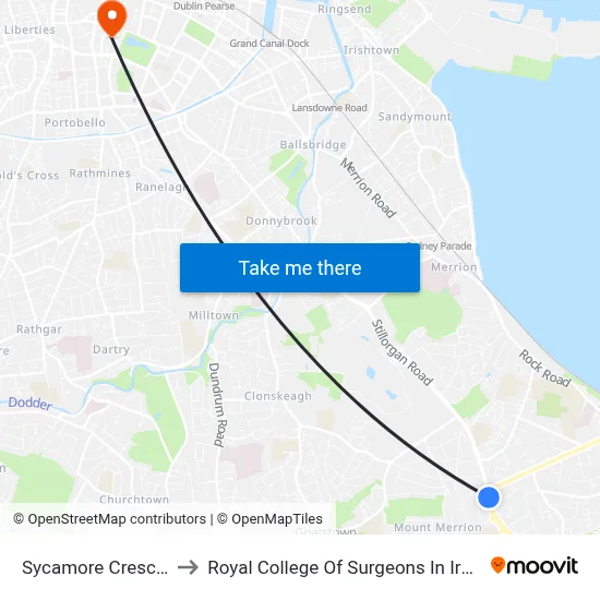 Sycamore Crescent to Royal College Of Surgeons In Ireland map