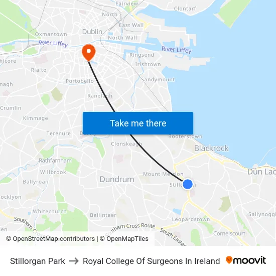 Stillorgan Park to Royal College Of Surgeons In Ireland map