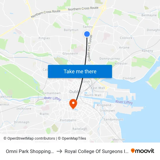 Omni Park Shopping Centre to Royal College Of Surgeons In Ireland map