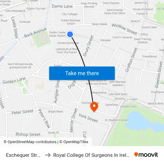 Exchequer Street to Royal College Of Surgeons In Ireland map