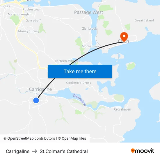 Carrigaline to St.Colman's Cathedral map