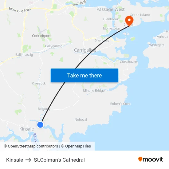 Kinsale to St.Colman's Cathedral map