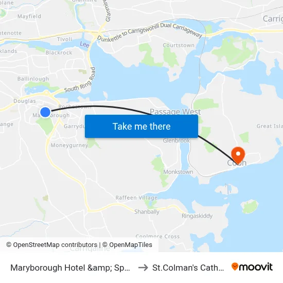 Maryborough Hotel &amp; Spa, Cork to St.Colman's Cathedral map
