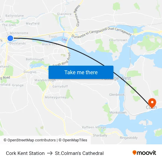 Cork Kent Station to St.Colman's Cathedral map