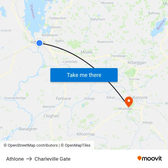 Athlone to Charleville Gate map