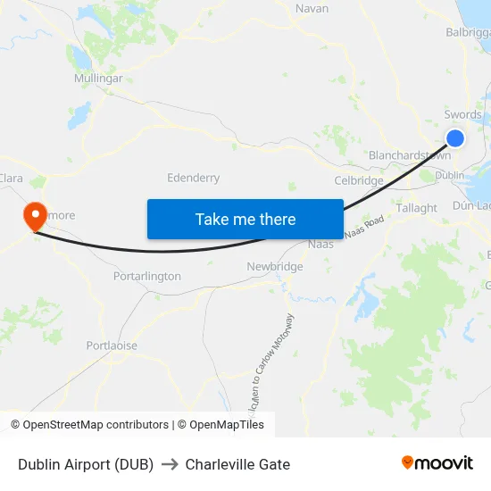 Dublin Airport (DUB) to Charleville Gate map