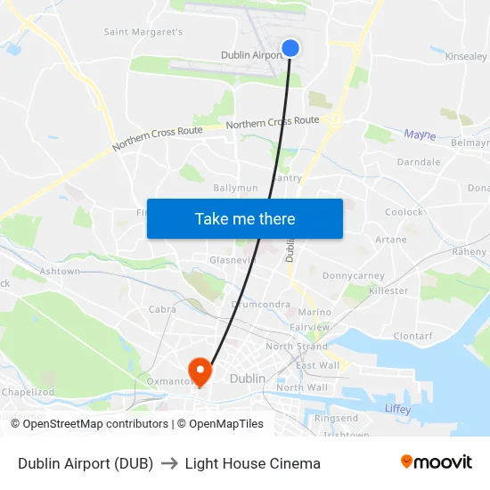 Dublin Airport (DUB) to Light House Cinema map
