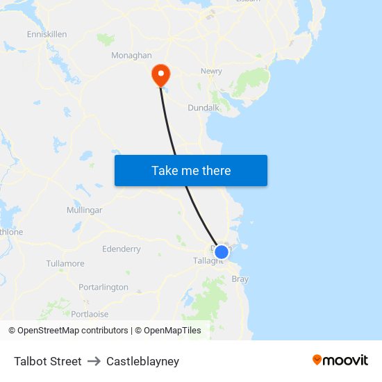 Talbot Street to Castleblayney map