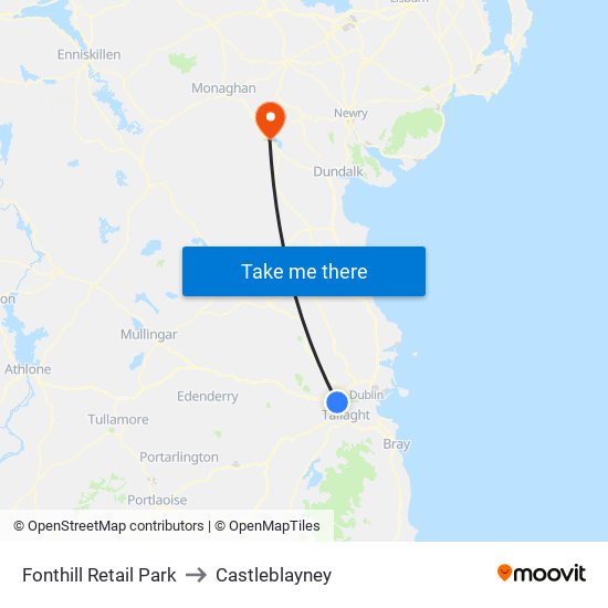 Fonthill Retail Park to Castleblayney map