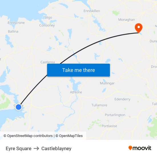 Eyre Square to Castleblayney map