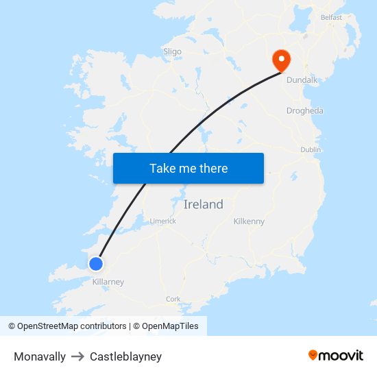 Monavally to Castleblayney map