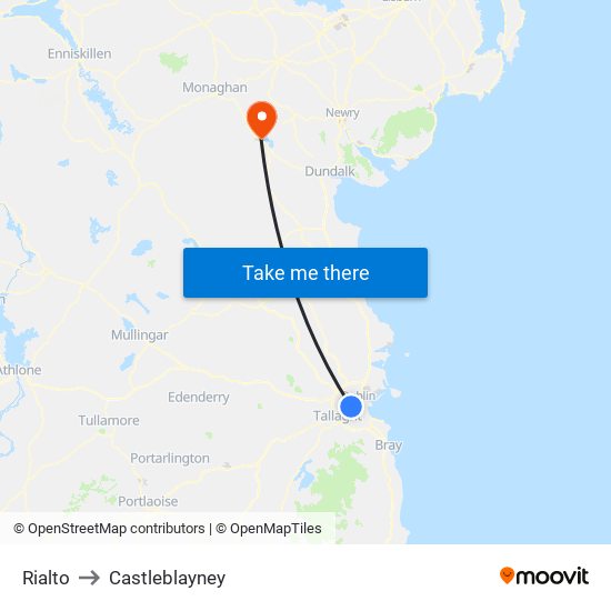 Rialto to Castleblayney map