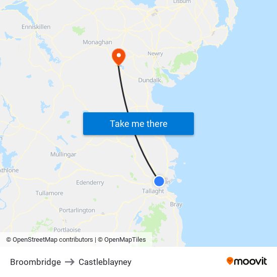 Broombridge to Castleblayney map