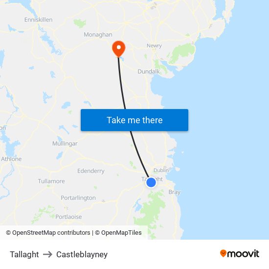 Tallaght to Castleblayney map