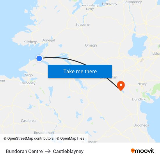 Bundoran Centre to Castleblayney map