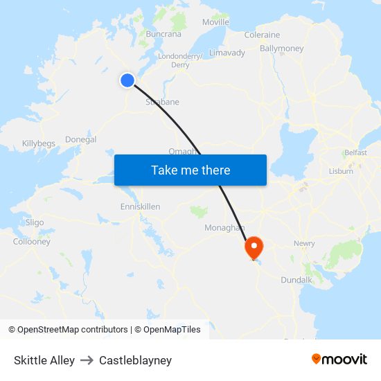 Skittle Alley to Castleblayney map