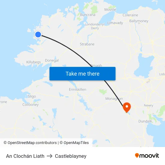 An Clochán Liath to Castleblayney map