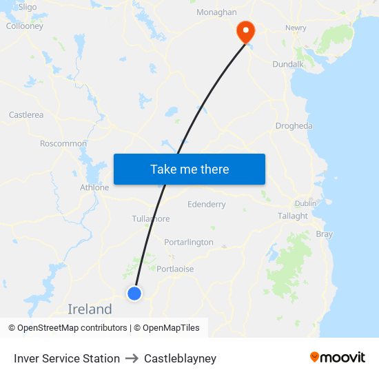 Inver Service Station to Castleblayney map