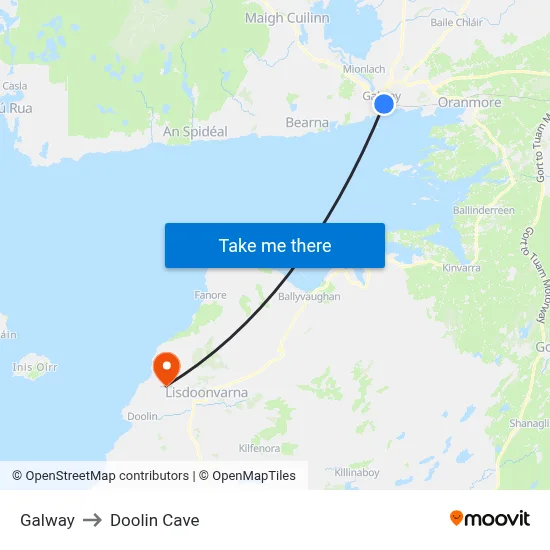 Galway to Doolin Cave map