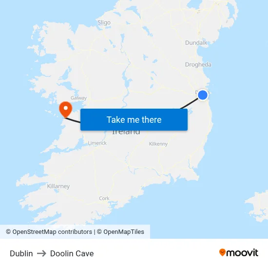 Dublin to Doolin Cave map