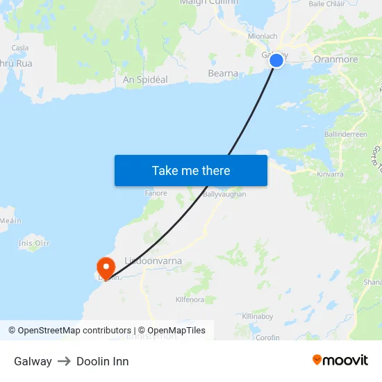 Galway to Doolin Inn map