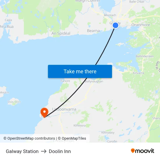 Galway Station to Doolin Inn map