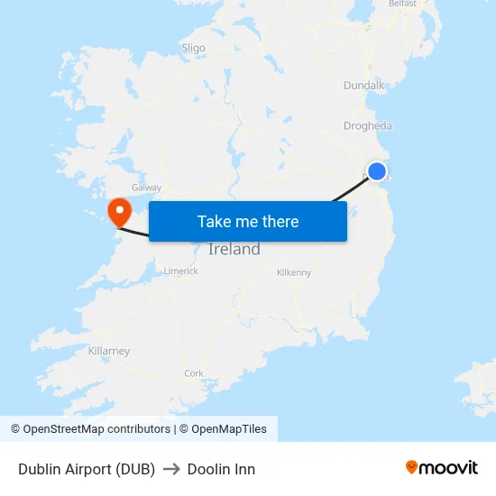 Dublin Airport (DUB) to Doolin Inn map