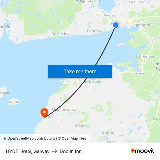 HYDE Hotel, Galway to Doolin Inn map