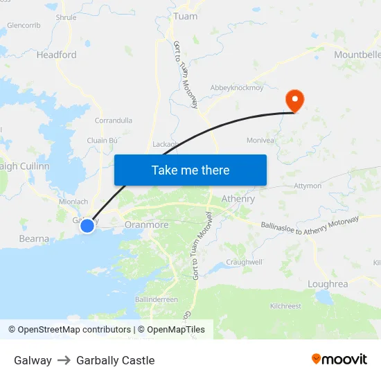 Galway to Garbally Castle map