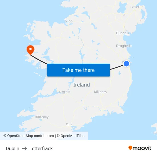 Dublin to Letterfrack map