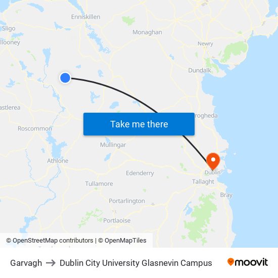 Garvagh to Dublin City University Glasnevin Campus map