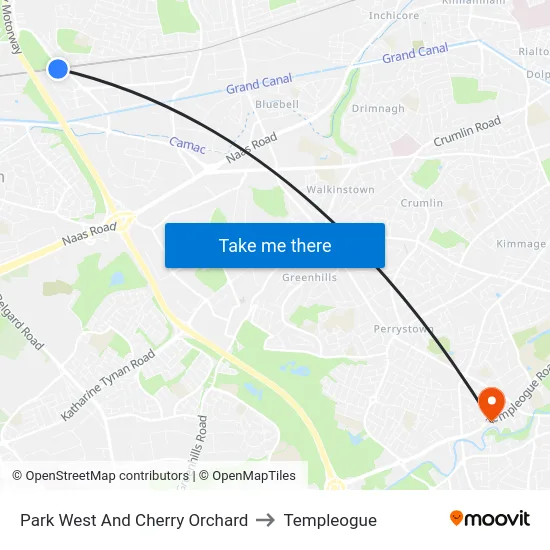 Park West And Cherry Orchard to Templeogue map
