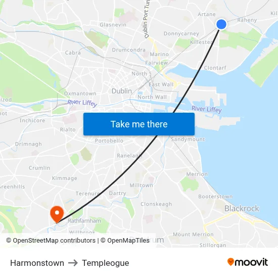 Harmonstown to Templeogue map