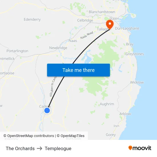 The Orchards to Templeogue map