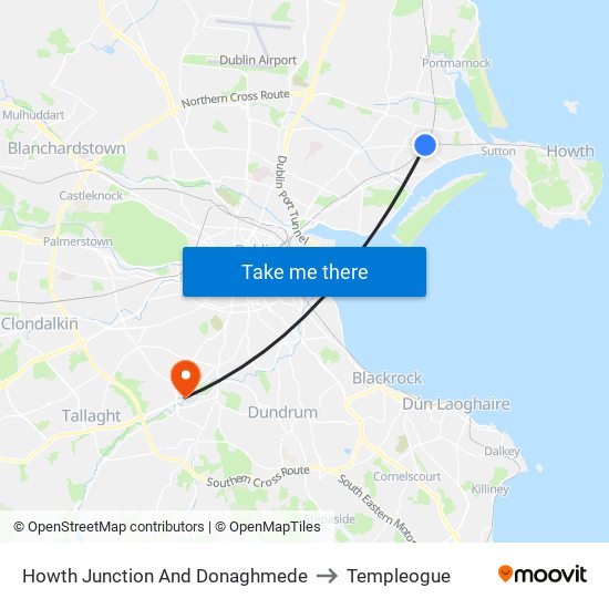 Howth Junction And Donaghmede to Templeogue map