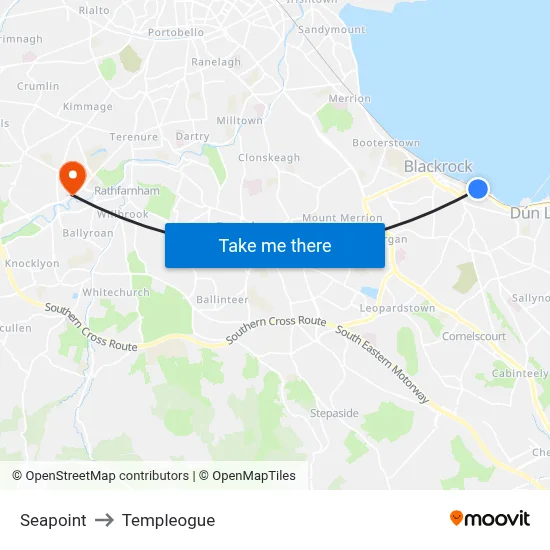 Seapoint to Templeogue map