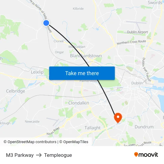 M3 Parkway to Templeogue map