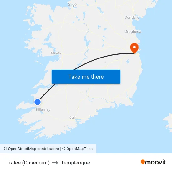 Tralee (Casement) to Templeogue map