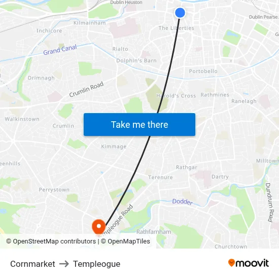 Cornmarket to Templeogue map